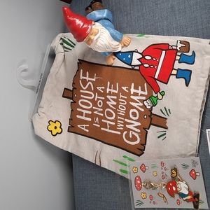 Gnome Gift Set Kitchen Dish Towel Keychain Yoga Figure Statue Housewarming